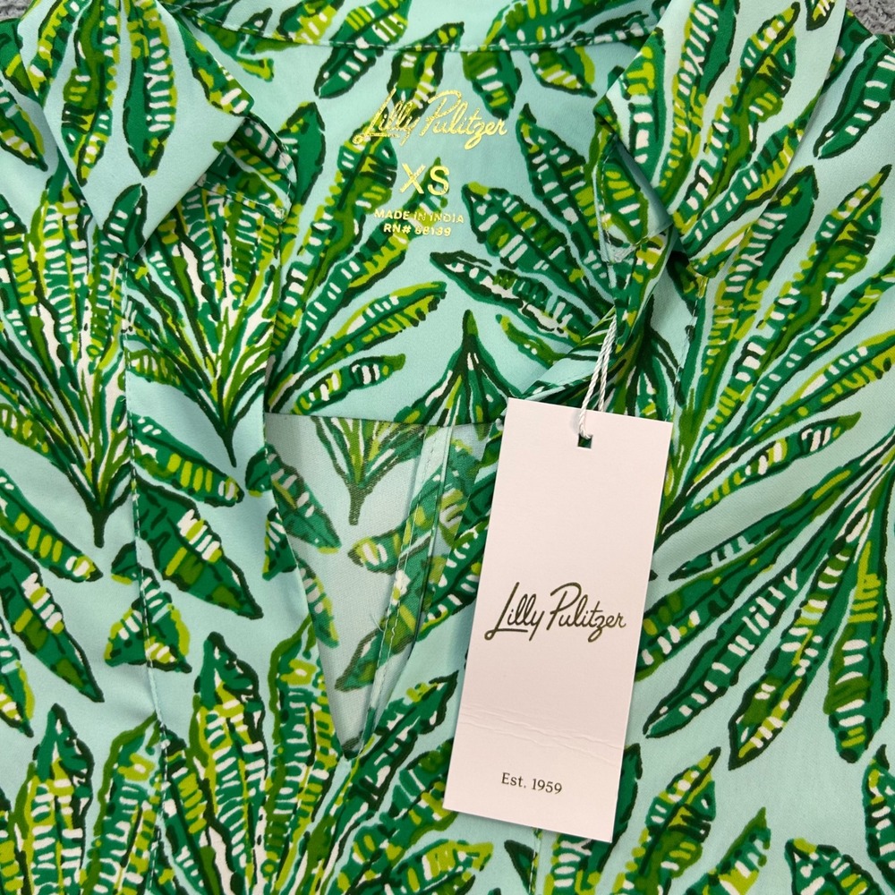 Lilly Pulitzer Simona maxi Dress Palm Leaf Green XS Resort Preppy Tropical nwt - Picture 3 of 8